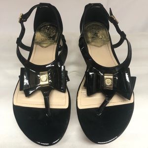 Vince Camuto Black Patent Leather sandal with bow